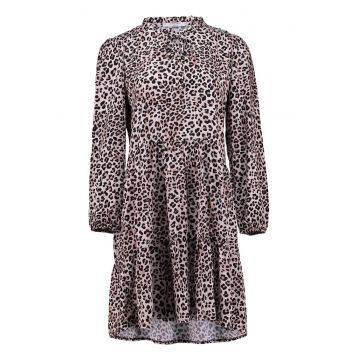 Rochie cu animal print si maneci lungi