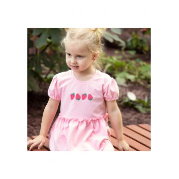 Rochie cu capsunele  - Strawberry and Love - Roz - pentru fetite
