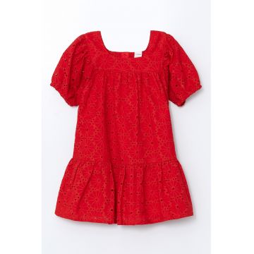 Rochie cu dantela si maneci bufante