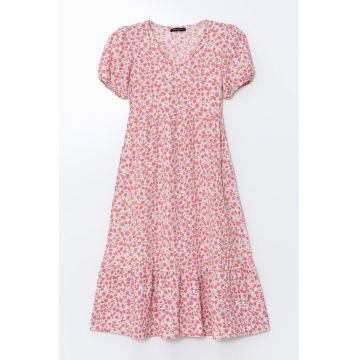 Rochie cu decolteu in V si model floral