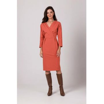 Rochie cu decolteu tip cache coeur -  Rosu -
