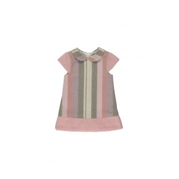 Rochie cu guler  - Cotton Candy - Roz cu dungi - pentru fetite