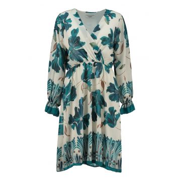 Rochie cu imprimeu floral si maneci lungi