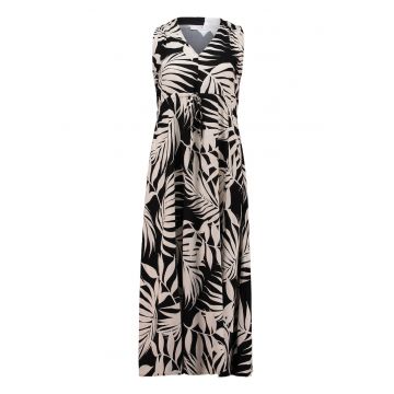 Rochie cu imprimeu tropical si decolteu in V