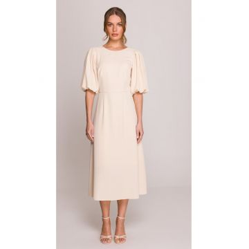 Rochie cu maneci bufante -  Alb