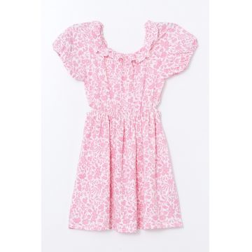 Rochie cu model - croiala in A si maneci bufante