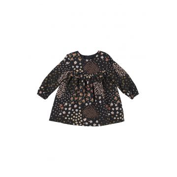 Rochie cu model floral  - Blossoms - Negru - pentru fetite
