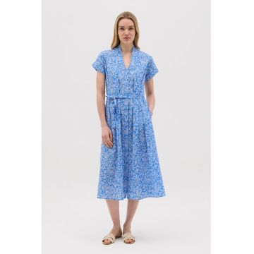 Rochie cu model floral si buzunare laterale