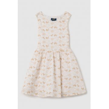 Rochie cu model floral si decupaj pe spate