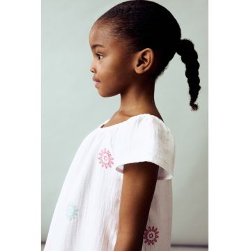 Rochie de bumbac cu broderii florale