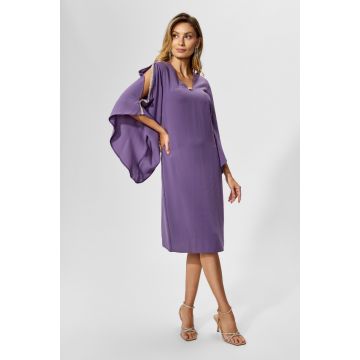 Rochie de ocazie cu maneci asimetrice si croi lejer Aloma mov