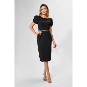 Rochie de ocazie cu strass-uri si maneci scurte bufante Brandy Neagra