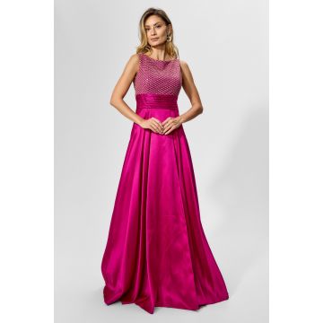 Rochie de ocazie premium din tafta cu glitter Rozeena Fucsia