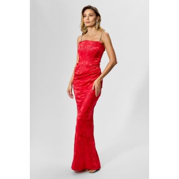Rochie de ocazie premium din tafta satinata cu fir lame Dashing Rosie