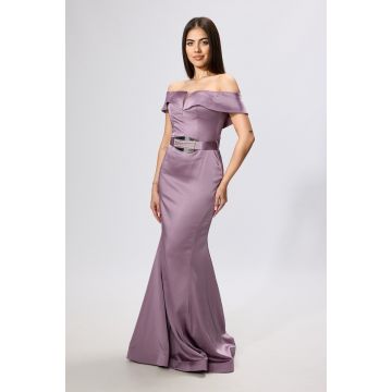 Rochie de ocazie premium tip sirena din satin Noble Mov