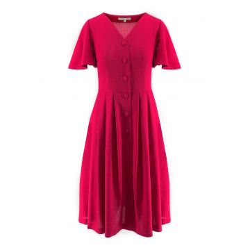 Rochie din amestec de in cu decolteu in V