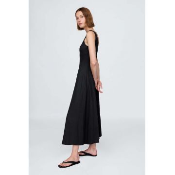 Rochie din amestec de in cu decolteu patrat