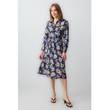 Rochie din amestec de modal cu croiala in A si model floral