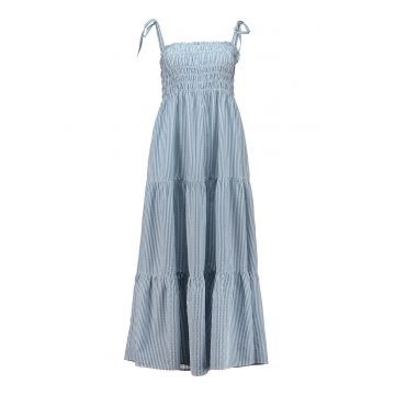 Rochie din bumbac si lyocell cu model in dungi