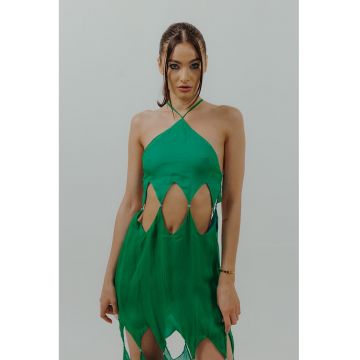 Rochie dreapta maxi de matase cu decupaje