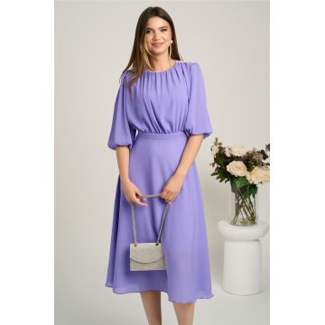 Rochie DY Fashion midi lila in clos din voal cu accesorii pe umeri