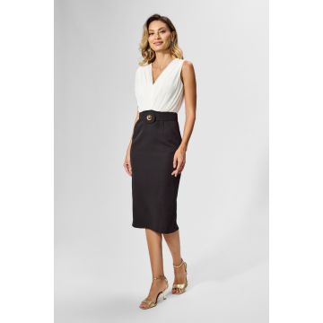 Rochie eleganta din crepe si voal Hilda Bicolora