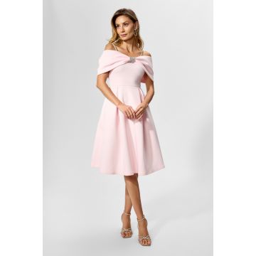 Rochie eleganta din neopren cu strass-uri si funda maxi Fiance Rose