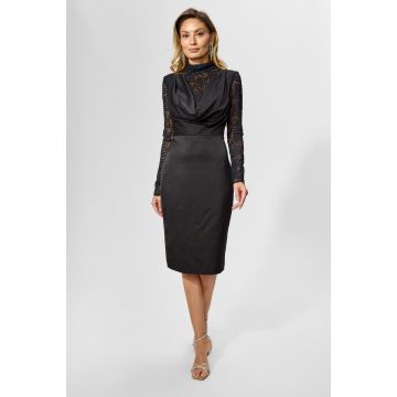 Rochie eleganta din satin si dantela Tassia Neagra