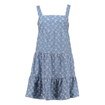 Rochie evazata cu broderie florala