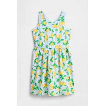 Rochie evazata cu imprimeu cu fructe