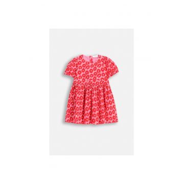 Rochie evazata cu imprimeu floral si aspect texturat