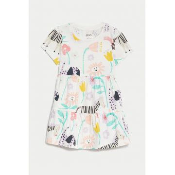 Rochie evazata de bumbac cu imprimeu