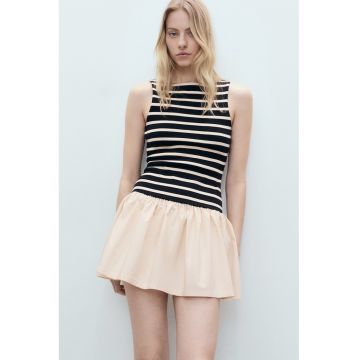 Rochie fara maneci cu dungi