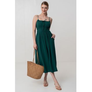 Rochie lunga cu buzunare laterale - fara maneci
