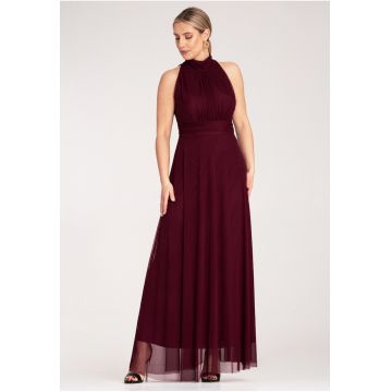 Rochie lunga de seara  rosu - poliester-elastan -