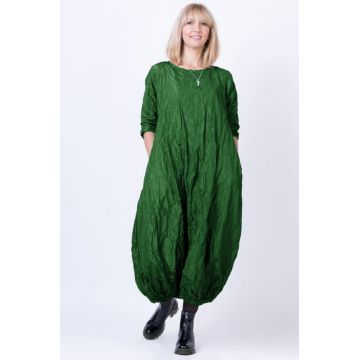 Rochie lunga gogosar din vascoza sifonata, verde