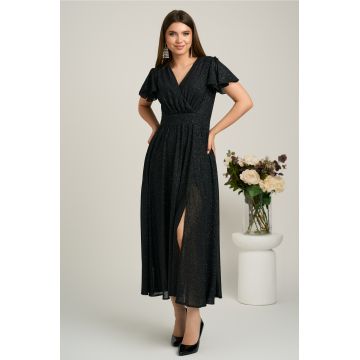 Rochie lunga neagra din voal in clos cu glitter- Moze