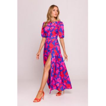 Rochie maxi evazata cu imprimeu -