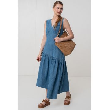 Rochie midi asimetrica de denim