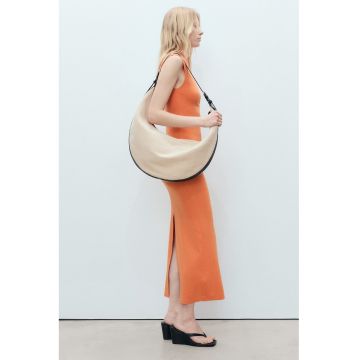 Rochie midi cambrata din amestec de modal