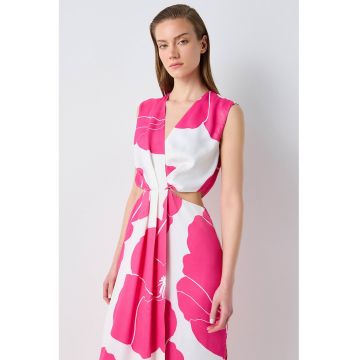 Rochie midi cu decolteu in V si decupaje late