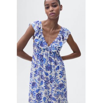 Rochie midi din amestec de lyocell cu model floral