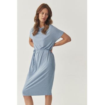 Rochie midi din amestec de modal si decolteu drapat