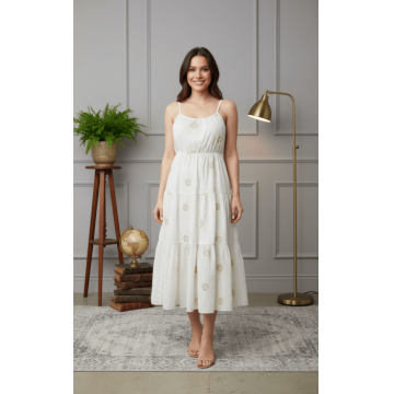 Rochie midi din bumbac cu broderie florala