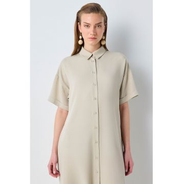 Rochie midi din lyocell cu maneci cazute