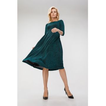 Rochie midi evazata cu decolteu rotund