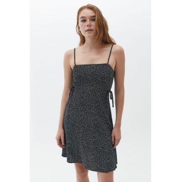 Rochie mini cu model floral si bretele inguste