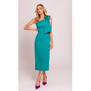 Rochie pe un umar cu funda decorativa -