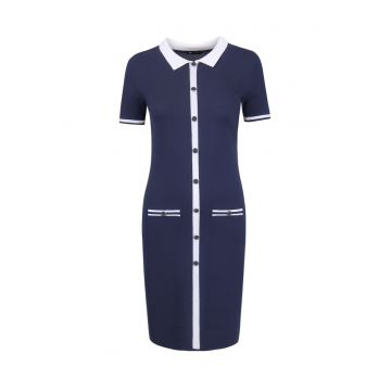 Rochie Polo din tricot fin cu garnituri contrastante