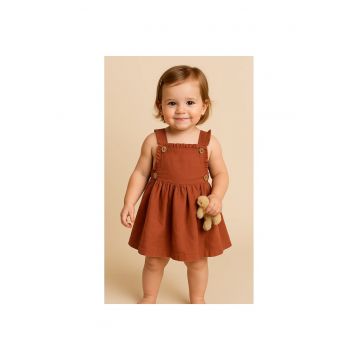 Rochie sarafan babydoll  - Retro Journey - Caramiziu - pentru fetite